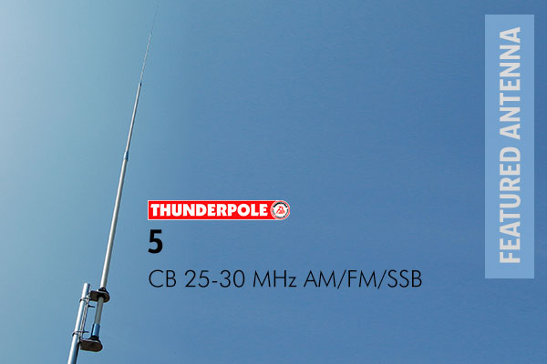 Thunderpole 5 CB Radio Base Antenna is a 5th generation high performance base station aerial. The usable frequency band makes it ideal for use on the CB and 10 metre band as well as DX'ing.