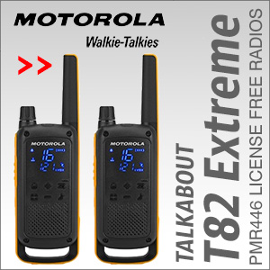 The Motorola T82 is a high specification, robust but easy to use PMR446 2-Way Radio walkie talkie.