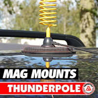 Strong CB antenna mount magnets that simply cling onto the steel roof of any vehicle.
