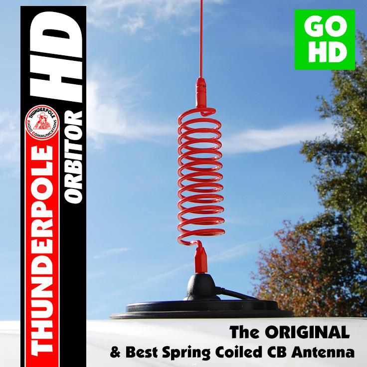 The 'Orbitor HD' is the original Heavy Duty spring coiled baseload CB Antenna from Thunderpole. 