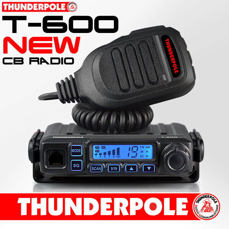 Thunderpole T-600, maximum performance from a mini CB Radio. Features, including AM/FM channels, Multi-band operation with UK, auto-squelch, signal meter and a microphone.